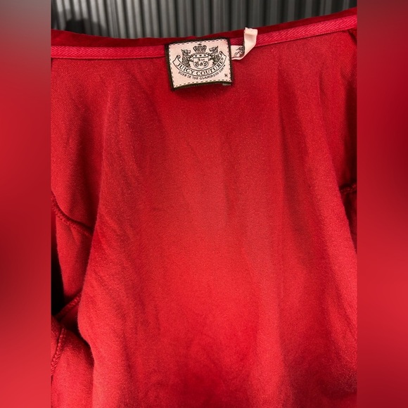 Women’s Juicy Couture Red Velour Cotton Long Sleeve Jacket Designer Size Medium - Picture 4 of 4